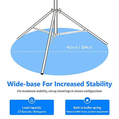 NEEWER 118"/3m Stainless Steel Light Stand, Spring Cushioned Heavy Duty Photography Tripod with 1/4" to 3/8" Universal Screw Adapter for Strobe, LED Video Light, Ringlight, Monolight, Softbox | Photography Tripod with 1/4" to 3/8" Universal Screw Adapter