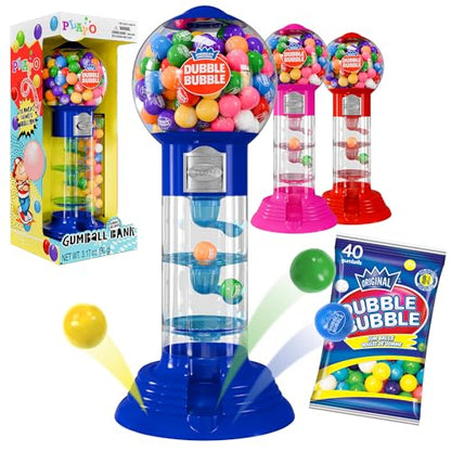 Playo 10.5" Gumball Machine for Kids, Spiral Style Candy Dispenser for Gifts, Parties or Events - Bubblegum Machine w/Gumb Balls Included - color: Blue