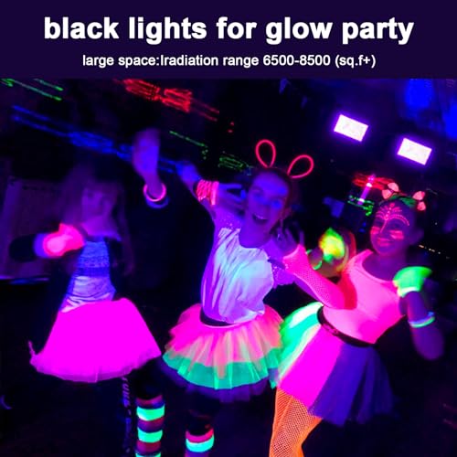 Black Lights 500W LED Black Flood Light with Plug(6ft Cable) for Body Paint, Fluorescent Poster, Neon Glow in The Dark Night - size: 500