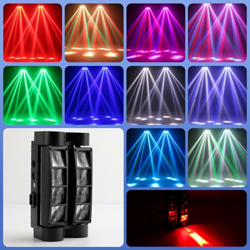 Topteng 80W DMX Moving Head Light DJ Light RGBW, Sound Activated 8LED RGBW Spider Moving Head Stage Lighting Beam DMX Disco Party DJ Lighting