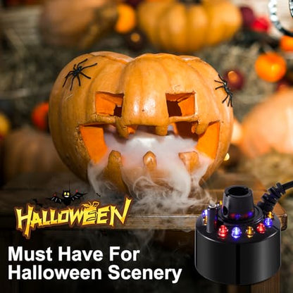 WINTS Mist Maker,12 LED Mister Fogger Water Fountain Pond Fog Machine Atomizer Air Humidifier, Fountain Mister Fogger with Splashing Guard Perfect for Fountain Pond Halloween (Black)