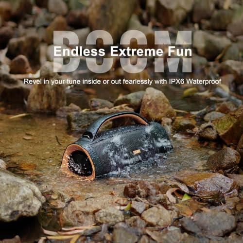 DOSS Extreme Boom+ Loud Bluetooth Speaker with 100W Stereo Sound, Extra Bass, 20H Playtime, Party-Sync Led Lights, Built-in Power Bank, IPX6 Waterproof Outdoor Speaker for Camping, Travel-Copper Gold - color: Gold