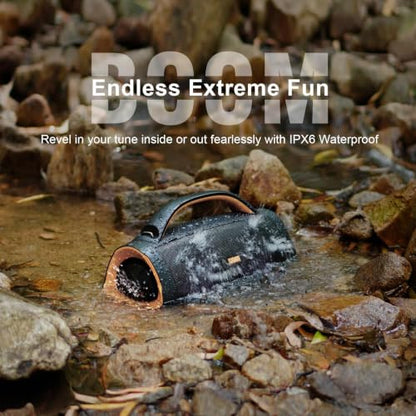 DOSS Extreme Boom+ Loud Bluetooth Speaker with 100W Stereo Sound, Extra Bass, 20H Playtime, Party-Sync Led Lights, Built-in Power Bank, IPX6 Waterproof Outdoor Speaker for Camping, Travel-Copper Gold - color: Gold