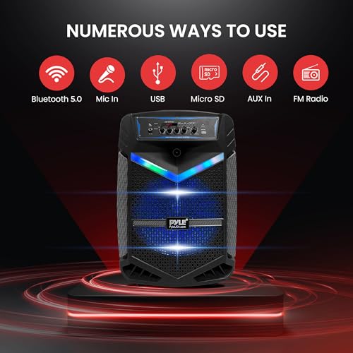 Pyle Portable Bluetooth PA Speaker System - 800W Rechargeable Outdoor Bluetooth Speaker Portable PA System w/ 12” Subwoofer 1” Tweeter, Recording Function, Mic In Party Lights USB/SD Radio- PPHP1242B - size: 12 in