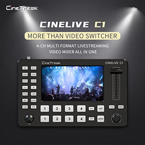 CINETREAK C1 4*HDMI Video Mixer Switcher with 5inch Screen livestream Video Mixer H.264 Recorder with PTZ Camera Control Broadcast switcher Live Production Mixer for OBS,Vmix,YouTube,Ins - style: Cinetreak C1