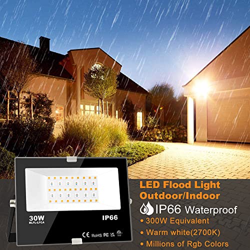 Led Flood Light Outdoor 30W, 300W Equivalent, Color Changing RGB Lights - size: Pack of 2