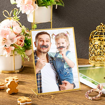 36 Pack Acrylic Sign Holder Gold Frame Table Numbers Slanted Back Menu Display Stand Clear Flyer Document Photo Display Holders Plastic Table Signs for Wedding Office(Vertical Style,4 x 6 Inch) - style: Vertical Style