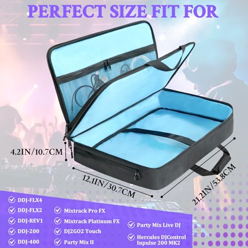 ORKELS DJ Controller Bag Compatible with FLX4, FLX2, REV1, DDJ SB3, DDJ SB2, DDJ 400, DDJ RB, DDJ200, Pro FX, MPFX, DJ2GO2 Touch, Mix II, Party Mix, 200 MK2 DJ Controller, S-21.6''Lx13''Wx4.7''H - size: S-21.7''L x 12.6''W x 4.7''H