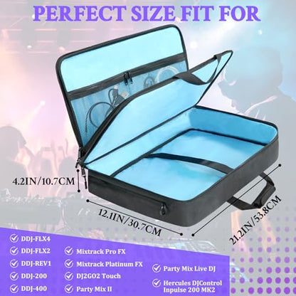 ORKELS DJ Controller Bag Compatible with FLX4, FLX2, REV1, DDJ SB3, DDJ SB2, DDJ 400, DDJ RB, DDJ200, Pro FX, MPFX, DJ2GO2 Touch, Mix II, Party Mix, 200 MK2 DJ Controller, S-21.6''Lx13''Wx4.7''H - size: S-21.7''L x 12.6''W x 4.7''H