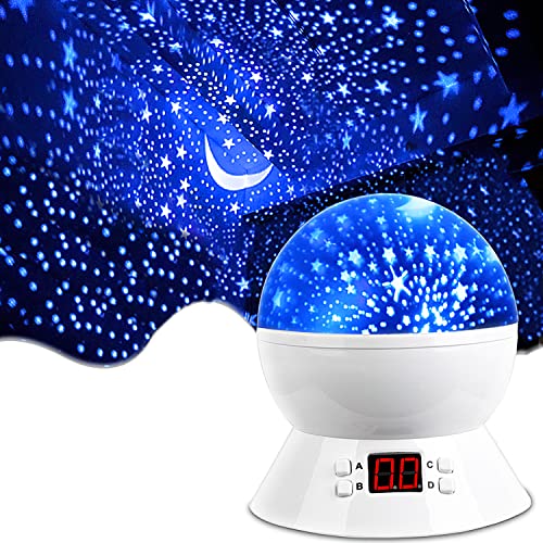 Star Projector Night Light for Kids | Star Light Projector with Timer | Rotating Stars Night Light Projector for Kids Bedroom | Light Up Stars for Ceiling | Star Machine Gift for Boys Girls - color: White