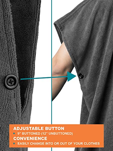 SUN CUBE Surf Poncho Changing Robe with Hood, Wetsuit Changing Hooded Towel | Thick Quick Dry Microfiber, Wetsuit Changing Towel, Surfing Beach Swim Outdoor Sports Cover Up, Adult Wearable Poncho - color: Grey
