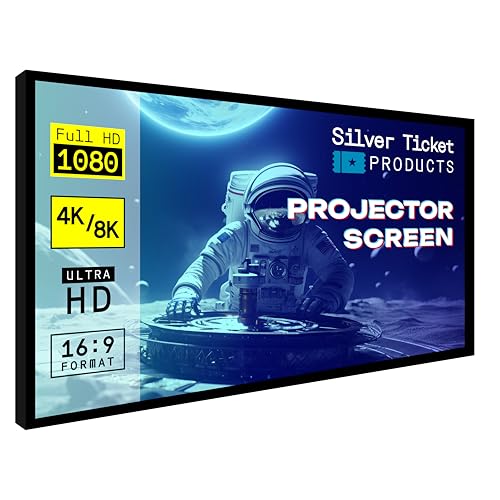 Silver Ticket Products STR Series 6 Piece Home Theater Fixed Frame 4K / 8K Ultra HD, HDTV, HDR & Active 3D Movie Projection Screen, 16:9 Format, 100" Diagonal, Grey Material STR-169100-G - color: Grey Material, size: 16:9, 100"