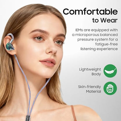 HiFiGo IEMs Juzear x Z Reviews Defiant in Ear Monitor, 1DD +3BA Hybrid Drivers Earphone, HiFi Wired Gaming IEM Earbuds with Detachable Cable for Musician Audiophile Gamer (Rainbow) - color: Rainbow