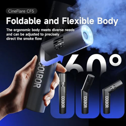 COLBOR Fog Machine CF5 Cine Flare Battery Handheld Portable Smoke Machine | with Lights and Fan Foldable Body 25 Levels Density Wireless Remote Control Fogger for Photography Parties Weddings