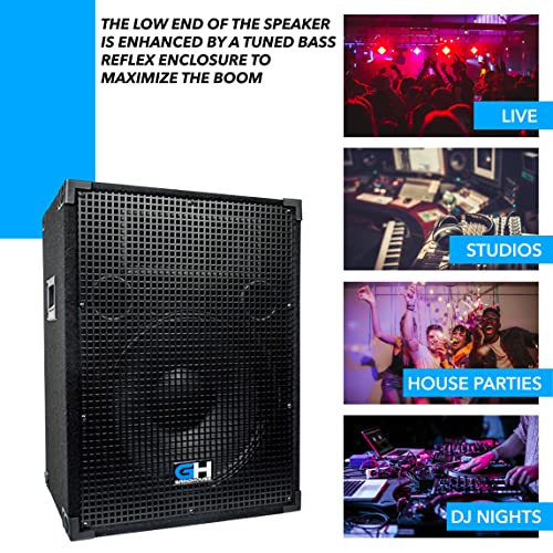 Grindhouse Speakers - GH15L - Passive 15 Inch 2-Way PA/DJ Loudspeaker Cabinet - 800 Watt Full Range PA/DJ Band Live Sound Speaker - size: Single