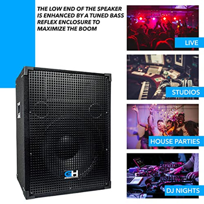 Grindhouse Speakers - GH15L - Passive 15 Inch 2-Way PA/DJ Loudspeaker Cabinet - 800 Watt Full Range PA/DJ Band Live Sound Speaker - size: Single