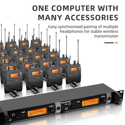 Depusheng TX2 Wireless in Ear Monitor System, 2-Channel Wireless IEM System, Metal IEM w/ 2 Bodypacks, Rack Mount - size: TX2