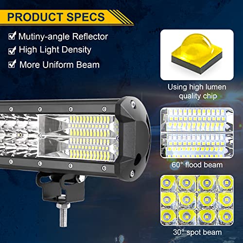 AUXTINGS 34 inch 468W LED Light Bar Triple Row Spot Flood Combo Beam Off Road Lights Waterproof Work Light for Jeep Trucks SUV ATV UTV Boat Lights, 12V 24V - size: 34 inch 3 row