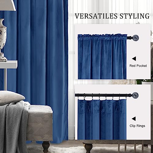 Hiasan Blue Velvet Blackout Curtains 96 inches Long, 2 Panels, 42W x 96L - color: Blue, size: 42"W x 96"L (Pack of 2)