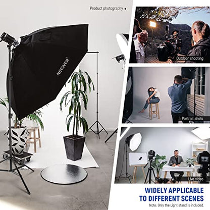 NEEWER 8.5ft/2.6m Air Cushioned Light Stand, Heavy Duty All Metal Tripod Stand with 1/4" to 3/8" Reversible Spigot, 3 Way Mounting Interface & Metal Locking Knobs, Max Load 5.5lb/2.5kg, ST-260AC | Metal Stand, 1/4" to 3/8" Reversible Spigot, 3 Way Mountin