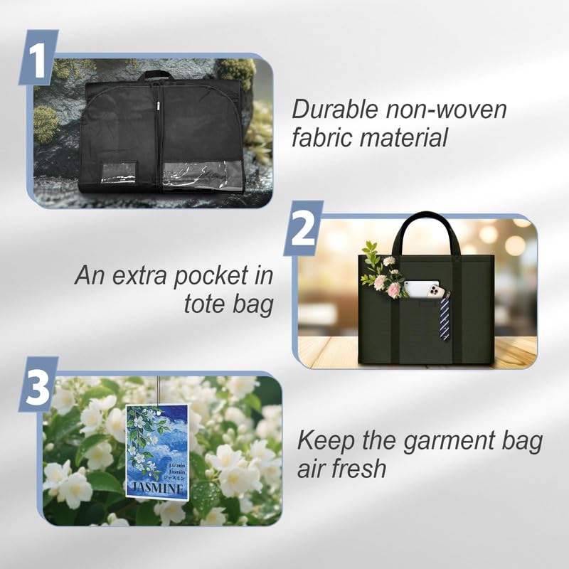 Long Garment Bag 60'' for Womens Dress Long Gowns Hanging Clothes | Dress Bags for Gowns Long Womens Coat,Suit Bag Clothes Cover with Handles Pockets and Zipper for Closet Storage Travel Black - size: 60" 1PK