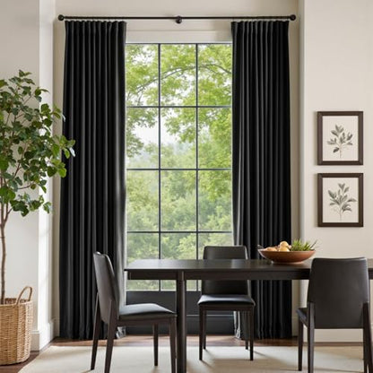 Blackout Black Velvet Curtains Rod Pocket 52×90 Inch 2 Panels | Soft Velvet, For Bedroom & Living Space, Light Shifting Texture, Elegant Drape, Classic - color: R | Black, size: 52"W x 90"L (Pack of 2)