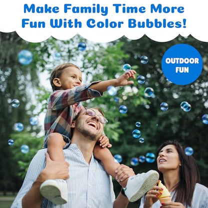 PoppinColorz Blazin' Blue Stain-Free Color Bubbles Refill, 14 oz Non Toxic Bubbles & Bubble Solution for Bubble Machines, Blasters & Guns, Kids Parties, Baby Showers & Boy Gender Reveals, Ages 3+ - color: Blue