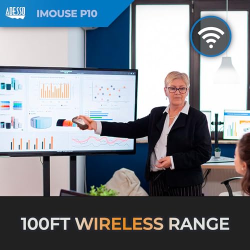 Adesso iMouse P10 Wireless Presenter Air Mouse Mobile 2.4 GHz RF 100 Feet Range MotionSense Gyroscopic Gesture Control Mini Pocket Travel Size Pointer Device for Laptop Desktop Windows PC | Mobile RF, 100 Feet Range, MotionSense Gyroscopic Gesture Control