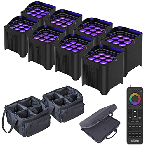 Chauvet DJ Freedom Par H9 IP TRUE Wireless, Battery-Operated Hex-Color LED Uplights Eight Package with Handheld Remote
