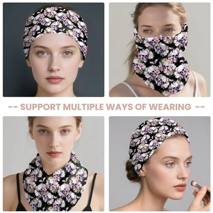 Art Owl Women's Slouchy Beanie Hat Cute Turban Hats Cancer Headwear Caps Baggy Skull Sleep Scarf - color: Flowers Skulls