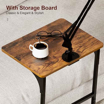 Floor Kindle Tablet iPad Stand with C-Shaped Side Table, Angle Height Adjustable iPad Tablet Kindle Holder for Bed with 360-Degree Rotating Wheels, Compatible with 4.7"-13" Kindle Cell Phone iPhone - size: 11.4"D x 15.4"W x 56.4"H
