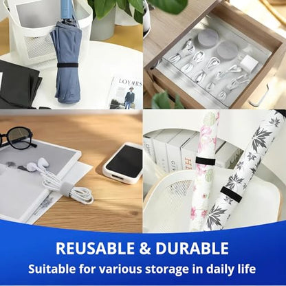 50 Ft x 1/2 In Reusable Cable Tie, Double Sided Hooks 40 Metal Buckles, Adjustable Cable Ties, Cable Management Tape, Cable Organization Ties, Cable Wrap for Home, Office, Wire Bundling (1/2In X 50Ft)