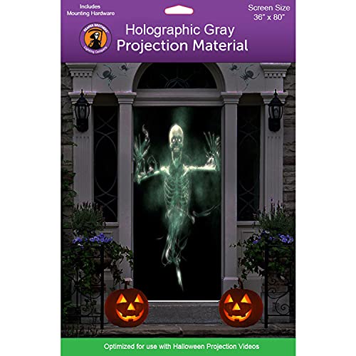 36" x 80" Gray Door Holographic Rear Projection Screen with Mounting Hardware for Projecting Halloween Videos - size: 36" x 80" Gray