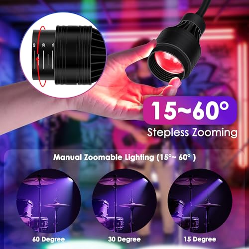 LED Pinspot Lights,160W 6PC RGBW 4IN1 LED Stage Pinspot Light Bar 15°~60° Manual Zoom Disco Ball Pin Spot Lights DMX Sound Activated Spotlight for Party Wedding Church Stage DJ Club Bar