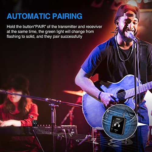 LEKATO Wireless in Ear Monitor System 2.4GHz, Stereo in-Ear Monitoring with Transmitter Receiver Clip-On, One to Many, Auto-Pairing, Wireless IEM for Band Rehearsal,Studio, Church,Small Gigs(MS-1) - color: Black