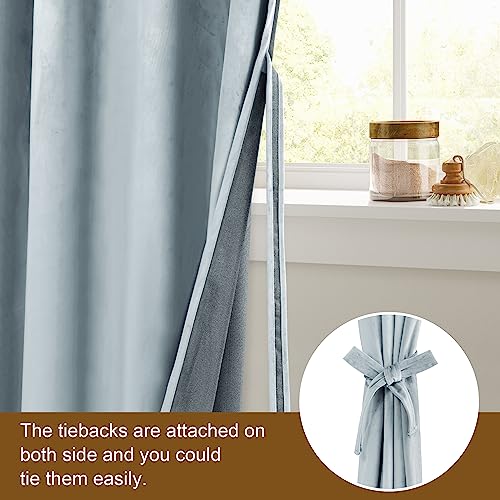 DWCN Velvet Curtains - Room Darkening Light Blocking Window Drapes for Nursery Bedroom, Living Room, Tieable Solid Grommet Curtains & Drapes Set of 2, 52 Wide by 63 inches Length, Stone Blue - color: Stone Blue, size: 52"W x 63"L (Pack of 2)