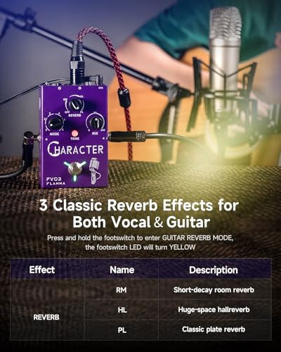 FLAMMA FV03 Vocal Effects Pedal Voice Processor Vocal Amplifier Stompbox Voice Changing Sounds Like Robot Male Female Baby with Delay Reverb Effects for Polishing Up Vocals Includes Guitar Playing - color: FV03 Voice Change