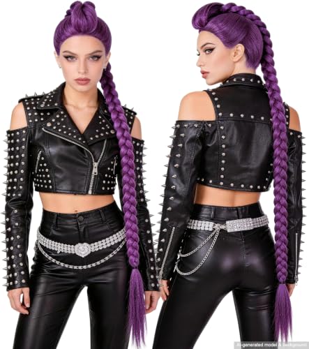 43.3 Inch Purple Braided Ponytail Wig for Adults, Anime Cosplay Extension | Long hot pink synthetic wig for adults, ideal for anime cosplay, Halloween, carnival, costume parties and dress-up - color: Deep Purple