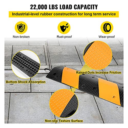 VEVOR Rubber Speed Bump, 2 Pack 2 Channel Speed Bump Hump, Long Modular Speed Bump Rated 22000 LBS Load Capacity, 39.3''x12''x1.97'' inch Garage Speed Bump for Asphalt Concrete Gravel Driveway - style: 2 Channel-2PCS
