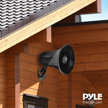 Pyle All-Weather Mono Trumpet Horn Speaker - 5" Portable PA Speaker with 8 Ohms Impedance and 25 Watts Peak Power - 180 Degree Swiveling Adjustable Bracket for Easy Maneuverability