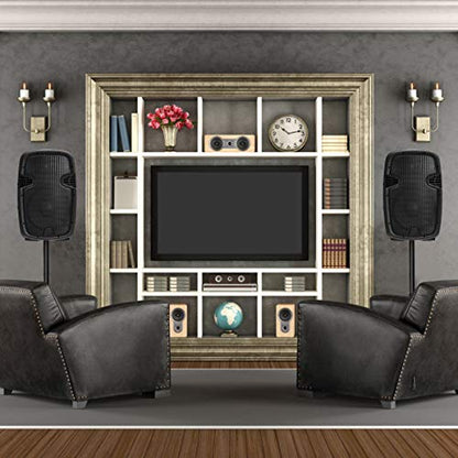 GOFLAME 2000W 2-Way Powered Speakers, 12" Portable Dual Speakers PA System with TWS Bluetooth, USB SD Card, AUX MP3 FM Radio, Microphone, 2 Tripod Stands, Remote Control and Cables
