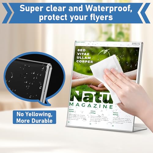 Acrylic Sign Holder 4x6 Inches, 16 Pack Clear Plastic Table Flyer Display Stand, L-Shape Vertical Menu Paper Holder Stand, Clear Picture Photo Flyer Display Stand for Restaurants, Store Fair,Office - size: 16 Pack-L Shape-4X6