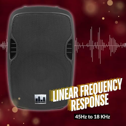 MUSYSIC 15 Inch Passive PA Speaker - 1200W Peak Power Professional | DJ Loudspeaker with Titanium Driver, ABS Cabinet, Flyable & Stand Mountable for Live Sound, Church, Events & Mores - size: 15 Inch 1200W