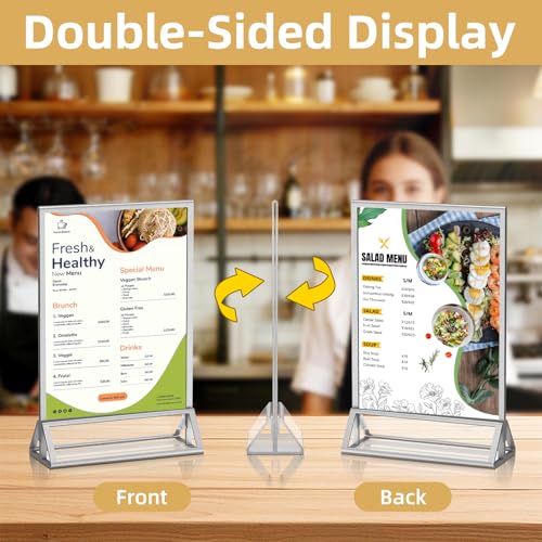 PPH-Sisy 4x6 Acrylic Sign Holder, 14 Pack Silver Picture Frame Double-Sided Clear Acrylic Sign Holder Flyer Menu Holder, Wedding Table Number, Photo Frames for Office Home Event - color: Silver, size: 4x6-14 Pack