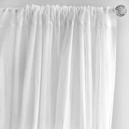 TABLECLOTHSFACTORY 10FT Fire Retardant White Sheer Voil Curtain Panel Backdrop - Premium Collection - color: White, size: 120"W x 120"L (Pack of 1)