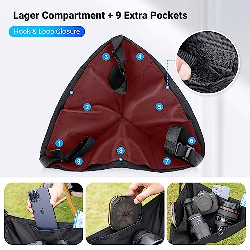 JJC Tripod Weights Stone Bag, Heavy Duty Weighted Sand Bags for Tripod Easel Light Stand Photography Astrophotography Paintings, Tripods Rock Bag with Adjustable Buckles & 9 Extra Pockets