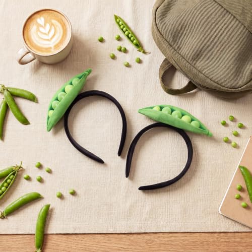 Knitgrip 2 Pcs Pickle Headband Funny Costume Accessories,Peas Green, Black | Peas Hats for Adults Women, Halloween Party Dress Up, Novelty Headwear for Theme Events, Realistic Green Veggie Design - style: Peas