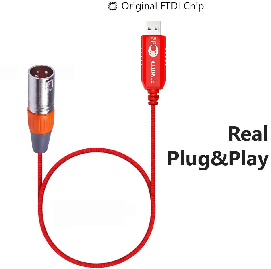 USB to DMX Adapter RS485 Converter 3PIN XLR Male DMX512 Freestyler Software PC Control Dimmer Cable with FT232RL Chip Support Win10 Mac OS(6ft/1.8m), Red - color: Red, style: Male Connector-1.8M