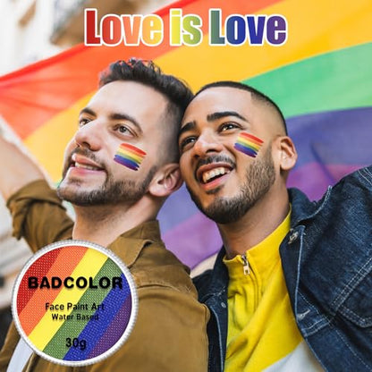 Pride Flag Face Body Paint, Rainbow Face Painting Kit for LGBT Gay Lesbian Pride Day Parades LGBTQ Celebrations Party, Water Based Facepaint for Kids Adults Halloween Cosplay Art Costume SFX Makeup - color: Rainbow Pride