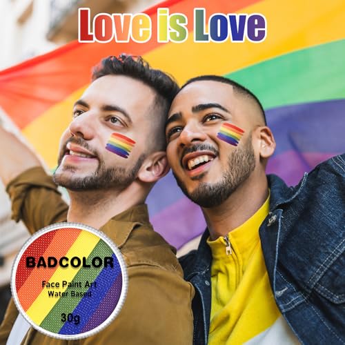 Pride Flag Face Body Paint, Rainbow Face Painting Kit for LGBT Gay Lesbian Pride Day Parades LGBTQ Celebrations Party, Water Based Facepaint for Kids Adults Halloween Cosplay Art Costume SFX Makeup - color: Rainbow Pride